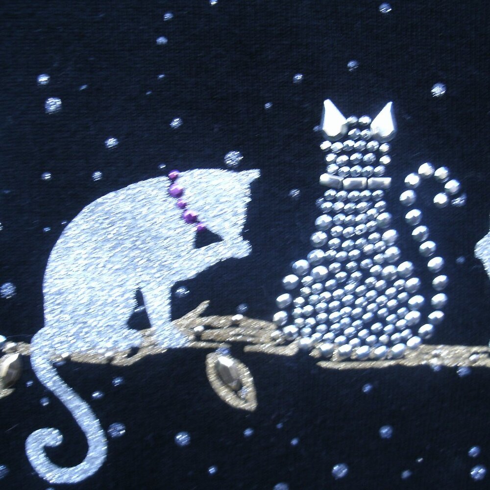 Cats on Branch Black Long Sleeve Shirt Size OX - Picture 10 of 12